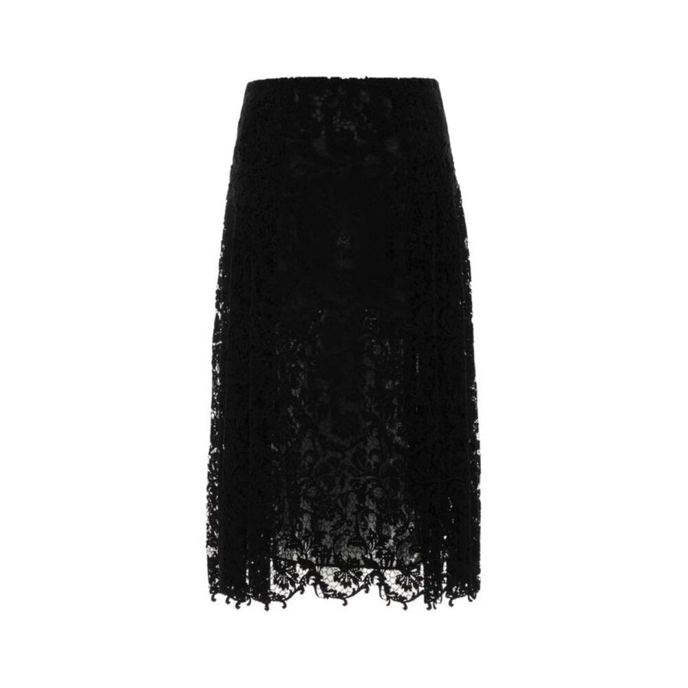 Fendi Women Black Macrame Lace Skirt